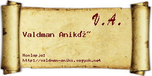 Valdman Anikó névjegykártya